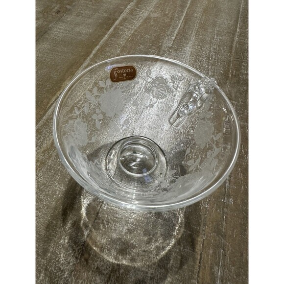 Vintage Fostoria "Willowmere" Etched Flowers Glass Tea Cup Made In The USA - Picture 4 of 7